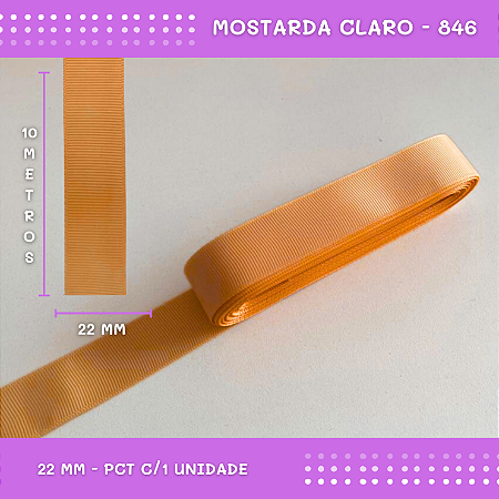 Fita de Gorgurão P/Laços - Nº5 (22mm) - COR:MOSTARDA-CLARO-846