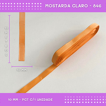 Fita de Gorgurão P/Laços - Nº2 (10mm) - COR:MOSTARDA-CLARO-846