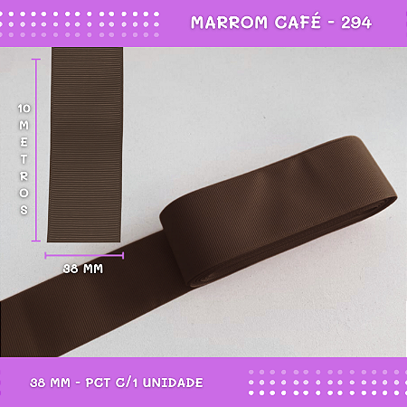 Fita de Gorgurão P/Laços - Nº9 (38mm) - COR:MARROM-CAFE-294