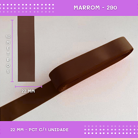 Fita de Gorgurão P/Laços - Nº5 (22mm) - COR:MARROM-290