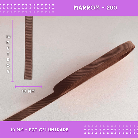 Fita de Gorgurão P/Laços - Nº2 (10mm) - COR:MARROM-290