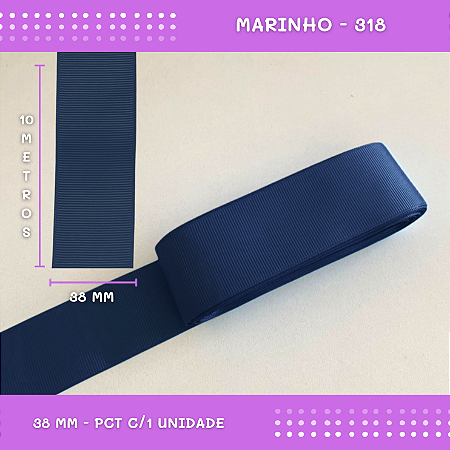 Fita de Gorgurão P/Laços - Nº9 (38mm) - COR:MARINHO-318