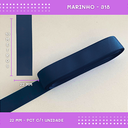 Fita de Gorgurão P/Laços - Nº5 (22mm) - COR:MARINHO-318