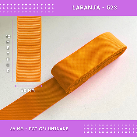 Fita de Gorgurão P/Laços - Nº9 (38mm) - COR:LARANJA-523