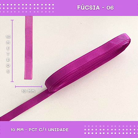 Fita de Gorgurão P/Laços - Nº2 (10mm) - COR:FUCSIA-06