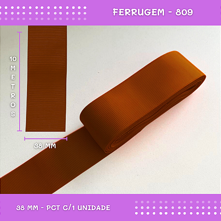 Fita de Gorgurão P/Laços - Nº9 (38mm) - COR:FERRUGEM-809