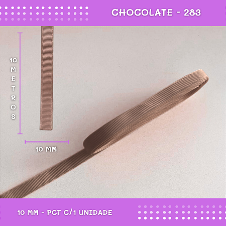 Fita de Gorgurão P/Laços - Nº2 (10mm) - COR:CHOCOLATE-283