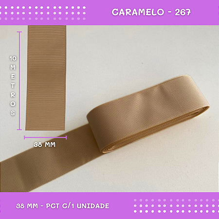 Fita de Gorgurão P/Laços - Nº9 (38mm) - COR:CARAMELO-267