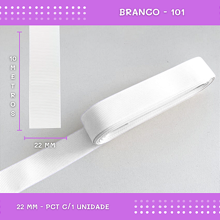 Fita de Gorgurão P/Laços - Nº5 (22mm) - COR:BRANCO-101