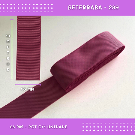 Fita de Gorgurão P/Laços - Nº9 (38mm) - COR:BETERRABA-239