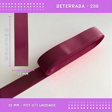 Fita de Gorgurão P/Laços - Nº5 (22mm) - COR:BETERRABA-239