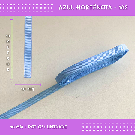 Fita de Gorgurão P/Laços - Nº2 (10mm) - COR:AZUL-HORTENCIA-182