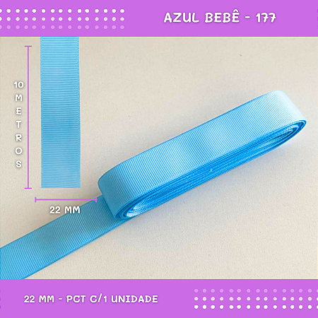 Fita de Gorgurão P/Laços - Nº5 (22mm) - COR:AZUL-BEBE-177