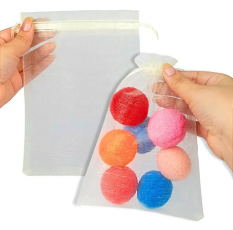 Kit 100 Saco De Organza P/ Lembrancinha - 13x18 - C/ Fita De Cetim Cor:Natural-296