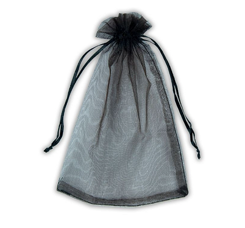 Kit 100 Saco De Organza P/ Lembrancinha - 9x12 - C/ Fita De Cetim Cor:Preto-310