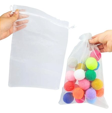 Kit 50 Saco de Organza P/ Lembrancinha - 20x30 - C/ Fita de Cetim