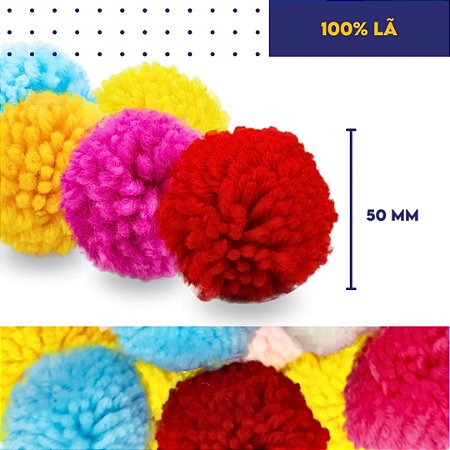 Pom Pom De Lã Fofinho - 50mm - Pct C/50 Unid. COR: MIX-DE-CORES
