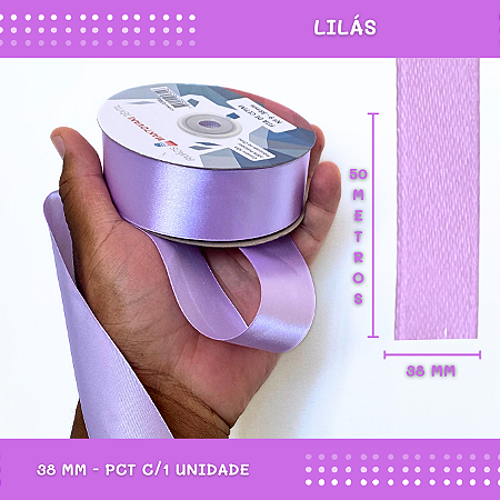 Fita de Cetim Lisa - 38mm - Rolo C/50 Mts COR:LILAS
