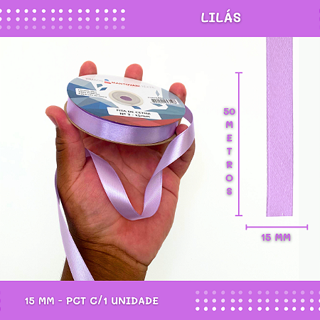Fita de Cetim Lisa - 15mm - Rolo C/50 Mts COR:LILAS