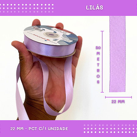 Fita de Cetim Lisa - 22mm - Rolo C/50 Mts COR:LILAS
