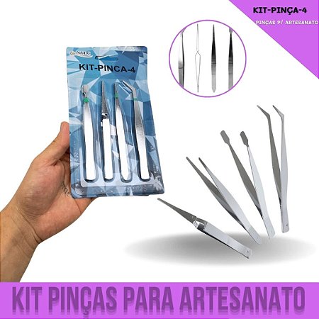 Kit C/4 Pinças de Artesanato Profissional Mecânico e Técnico - Aplicacao