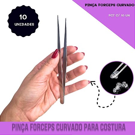 Pinça Forceps Curvado - Costura - Cartela C/10 Unidades