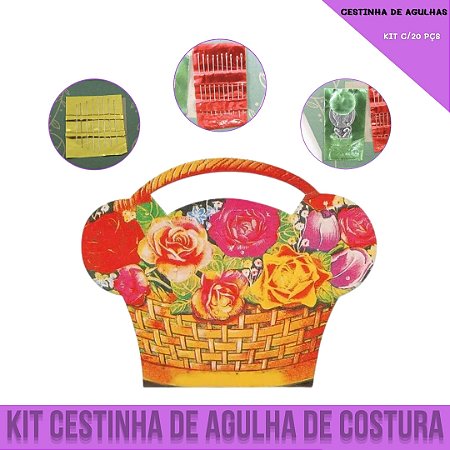 Kit Cestinha De Agulhas De Costura e Reparo - Kit 20 Pçs