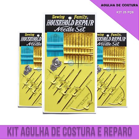 Kit Agulhas De Costura E Reparo - Kit 25 Pçs