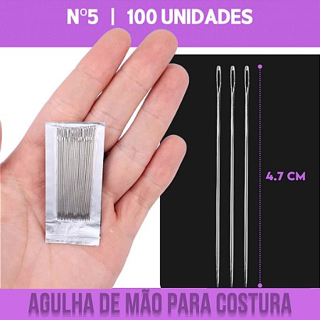 Agulha De Mão - Aço Niquelado - Pct C/100 Unidades Tam:Nº 6