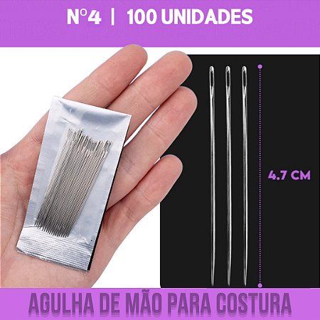 Agulha De Mão - Aço Niquelado - Pct C/100 Unidades Tam:Nº 4