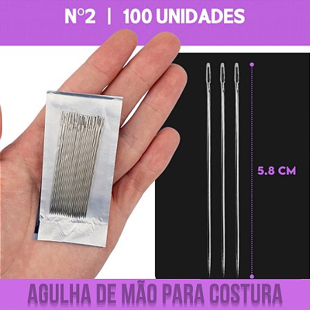 Agulha De Mão - Aço Niquelado - Pct C/100 Unidades Tam:Nº 2