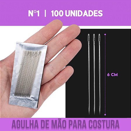 Agulha De Mão - Aço Niquelado - Pct C/100 Unidades Tam:Nº 1