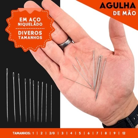 Agulha De Mão -  Aço Niquelado - Pct C/100 Unidades Tam:Nº 1