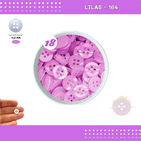 Botão De Camisaria C/Borda 4 Furos 01467 Tam:18 - Pct C/ 144 Unid. Cor:LILAS-164