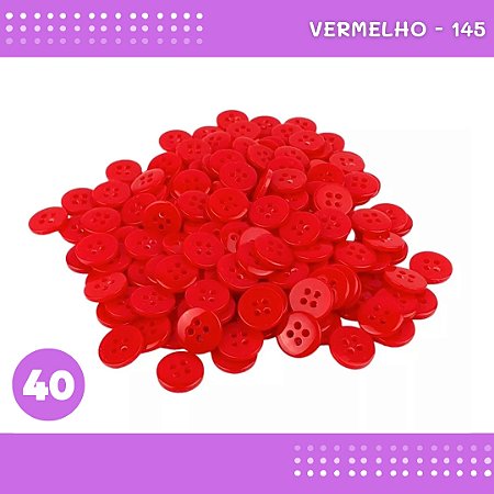 Botão de Camisaria 4 Furos 01485 Tam:40 - Pct c/144 Unid. Cor:VERMELHO-145
