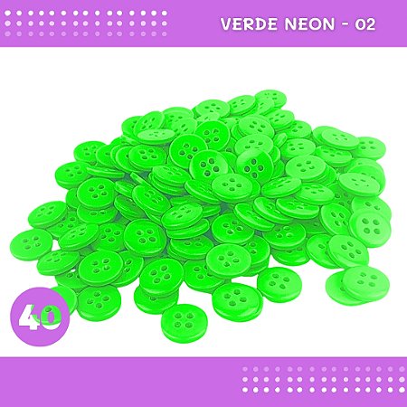 Botão de Camisaria 4 Furos 01485 Tam:40 - Pct c/144 Unid. Cor:VERDE-NEON-02