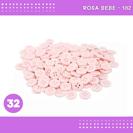 Botão de Camisaria 4 Furos 01485 Tam:32 - Pct c/144 Unid. Cor:ROSA-BEBE-132