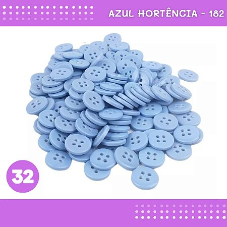 Botão de Camisaria 4 Furos 01485 Tam:32 - Pct c/144 Unid. Cor:AZUL-HORTENCIA-182