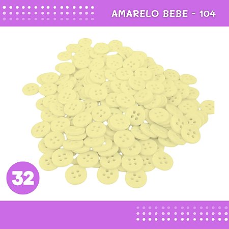 Botão de Camisaria 4 Furos 01485 Tam:32 - Pct c/144 Unid. Cor:AMARELO-BEBE-104