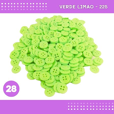 Botão de Camisaria 4 Furos 01485 Tam:28 - Pct c/144 Unid. Cor:VERDE-LIMAO-225