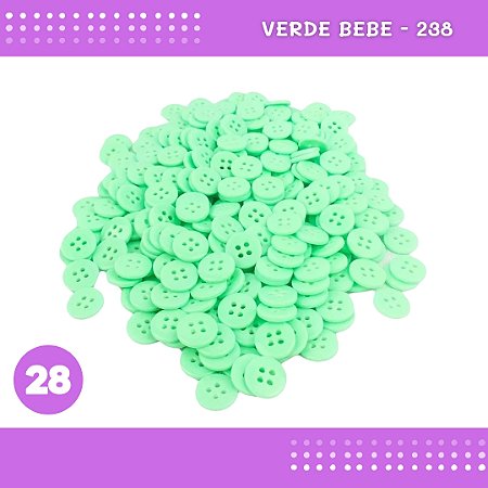 Botão de Camisaria 4 Furos 01485 Tam:28 - Pct c/144 Unid. Cor:VERDE-BEBE-238