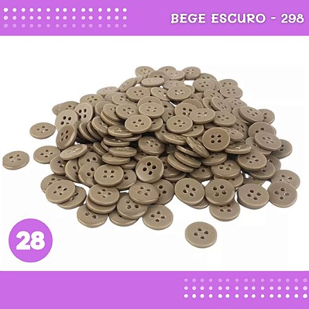 Botão de Camisaria 4 Furos 01485 Tam:28 - Pct c/144 Unid. Cor:BEGE-ESCURO-298