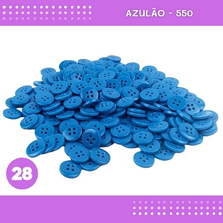 Botão de Camisaria 4 Furos 01485 Tam:28 - Pct c/144 Unid. Cor:AZULAO-550