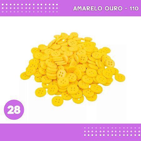 Botão de Camisaria 4 Furos 01485 Tam:28 - Pct c/144 Unid. Cor:AMARELO-OURO-110