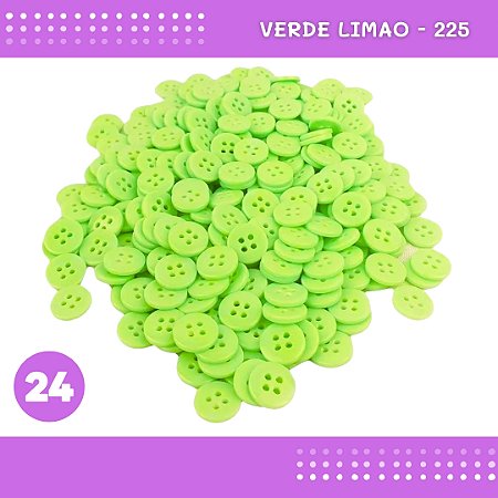 Botão de Camisaria 4 Furos 01485 Tam:24 - Pct c/144 Unid. Cor:VERDE-LIMAO-225