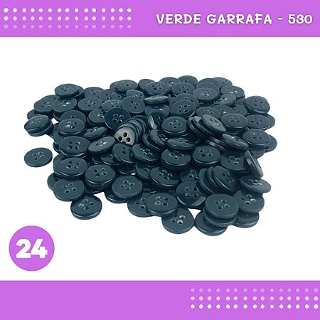 Botão de Camisaria 4 Furos 01485 Tam:24 - Pct c/144 Unid. Cor:VERDE-GARRAFA-530