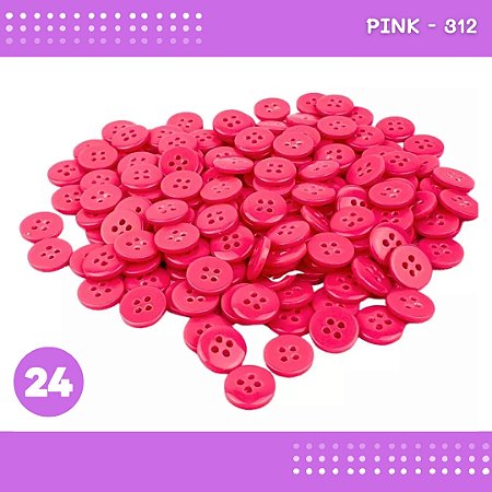 Botão de Camisaria 4 Furos 01485 Tam:24 - Pct c/144 Unid. Cor:PINK-312