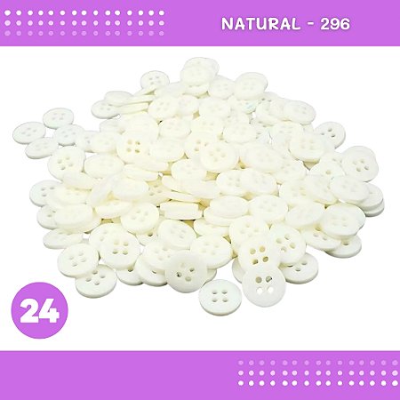 Botão de Camisaria 4 Furos 01485 Tam:24 - Pct c/144 Unid. Cor:NATURAL-296