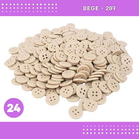 Botão de Camisaria 4 Furos 01485 Tam:24 - Pct c/144 Unid. Cor:BEGE-297