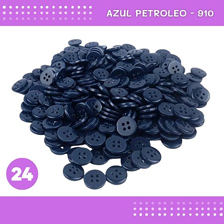 Botão de Camisaria 4 Furos 01485 Tam:24 - Pct c/144 Unid. Cor:AZUL-PETROLEO-910